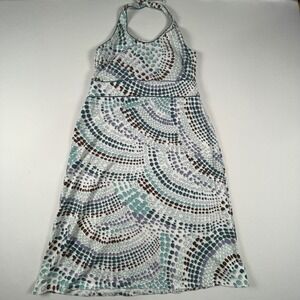 Title Nine Halter Maxi Dress Sleeveless Casual Sun Dress Teal Brown M